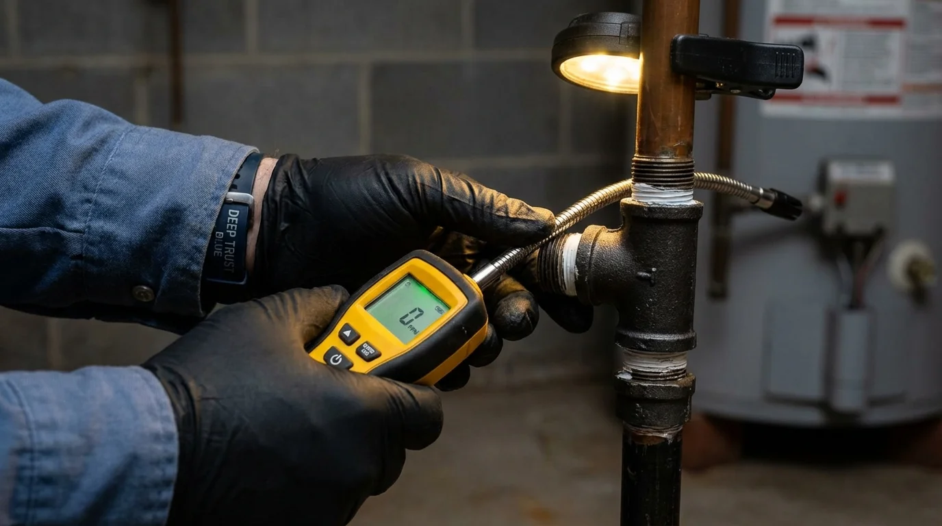 Gas leak detection with electronic sniffer by Johns Plumbing LLC in Oakhurst